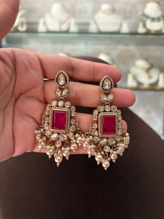CH(1775)Samaira triple layer Polki necklace set
