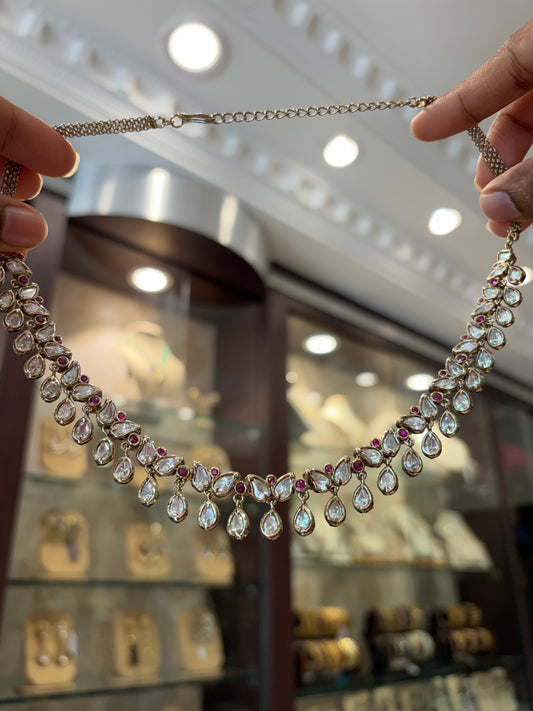 Polki necklace in antique finish