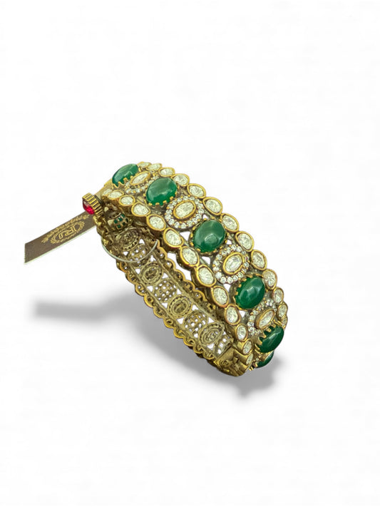 Antique finish openable polki bangle