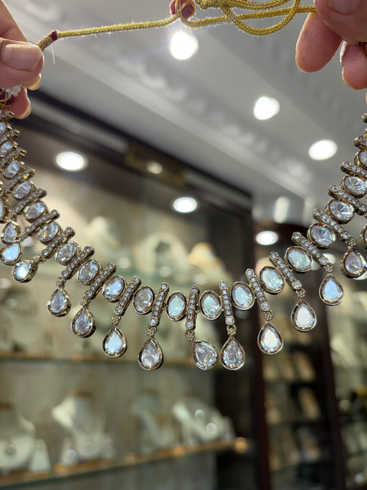 AV(610)Antique Polki drop necklace