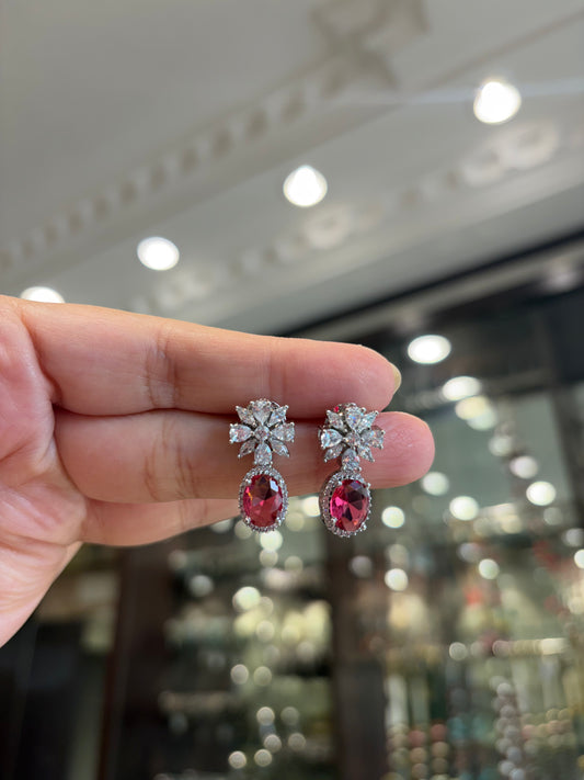 Ruby coloured CZ necklace