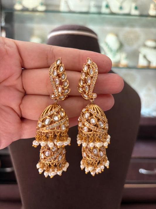 MS(390)Chandrika gold look Polki earring
