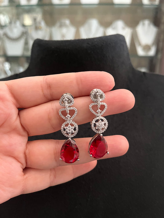 CZ necklace with ruby coloured stone