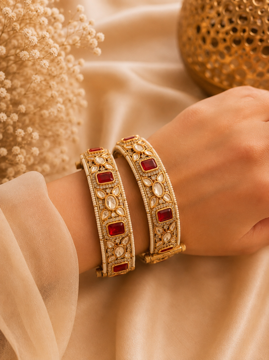 RH(651)Oorja antique openable ruby bangle