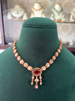 Polki Necklace set with Ruby coloured stone