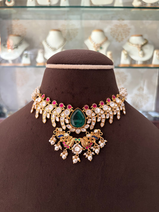 MF(1336)Yashomati gold plated moissanite choker