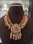 SL(1075)Niranjana gold look necklace with carving stone