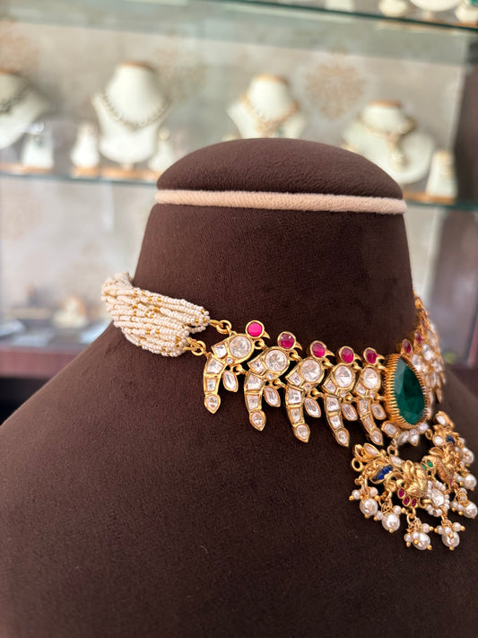 MF(1336)Yashomati gold plated moissanite choker