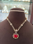 CD(850)Freya antique single line moissanite ruby coloured necklace