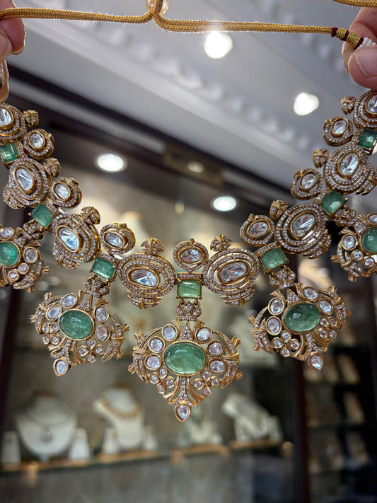 Gold look Polki necklace