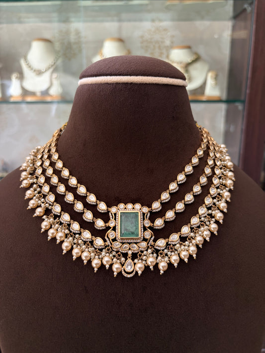 CH(1775)Samaira triple layer, Polki necklace set