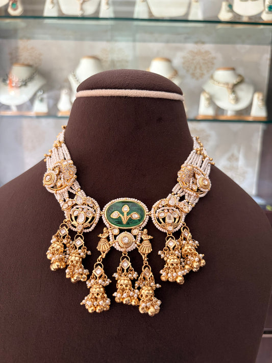 MF(1411)Meera gold plated moissanite necklace