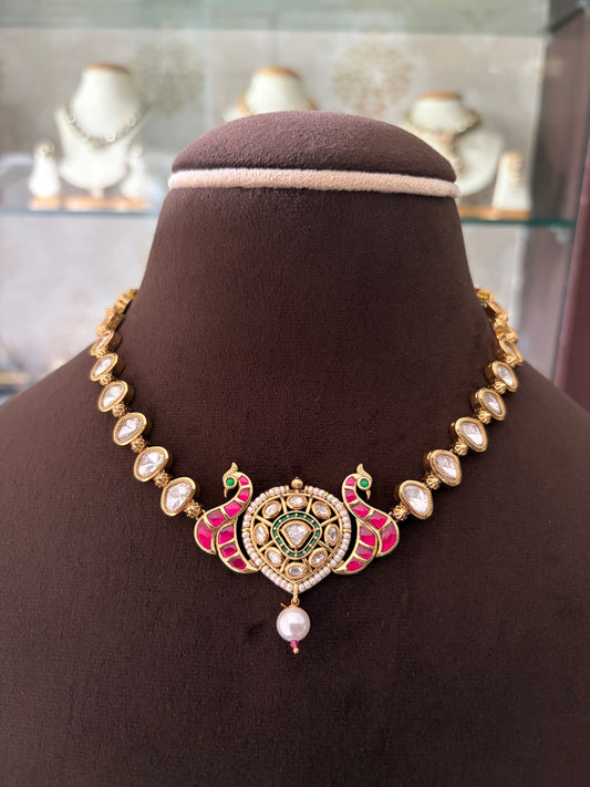 SL(515)Trishali gold look necklace with takker work