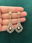 Cz stone earr with pearl