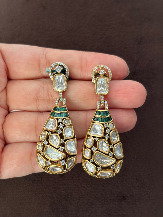 CH(423)Reina uncut Polki Earrings