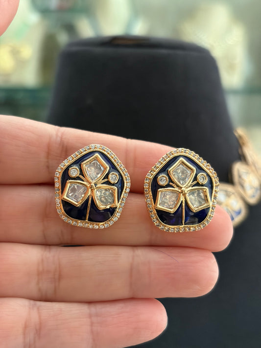 Polki meena necklace