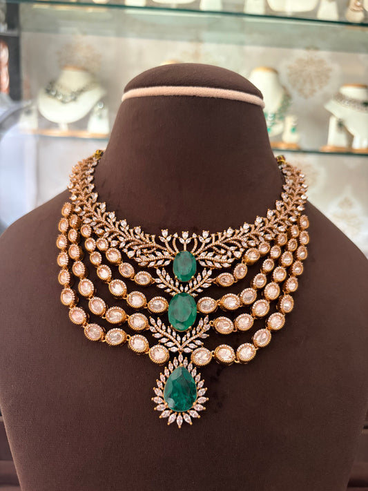 CH(2128)Scarlett layering polki necklace set