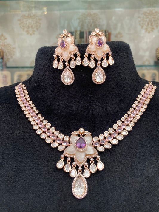 Mop polki necklace set