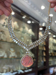 Sabyasachi inspired necklace set with peach coloured stone