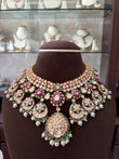 KS(4693)Sadia V shape polki necklace set