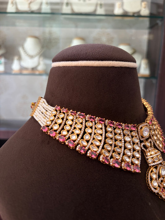 NP(3741)Akshara Polki designer necklace set