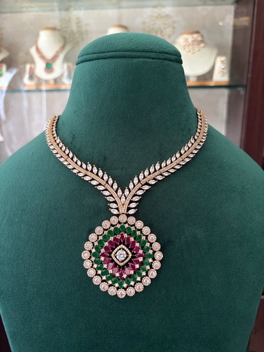 TJ(995)Yamini antique Multi colour AD necklace