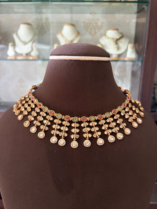 MS(1553)Nivisha peeli Polki pastel necklace set