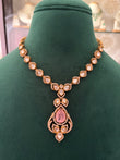 Pink stone Polki necklace set