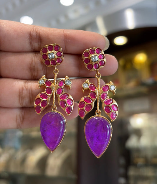 Peacock detailing earrings