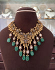 CH(1274)Scarlett antique gold designer necklace set