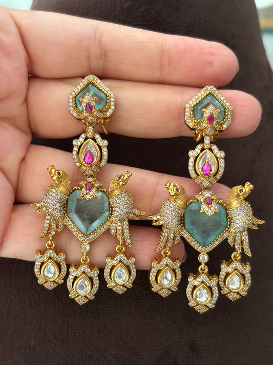 CH(1268)Amelia designer peacock necklace set