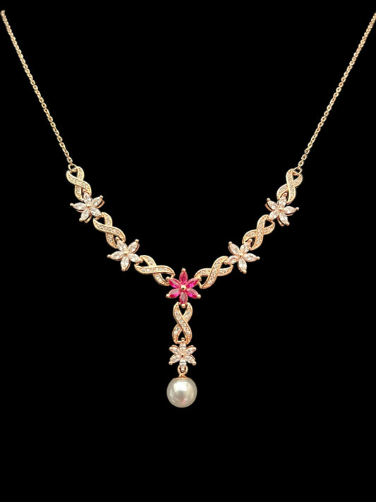 925 Silver Flower Pendant with Pearl Drop
