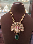 CH(1166)Luciana designer antique peacock necklace set