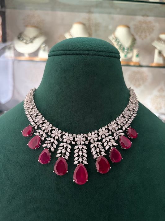AR(900)Kiyana Ruby drop necklace set