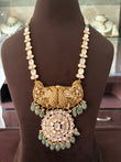 MF(1671)Gandhari gold plated long moissanite necklace