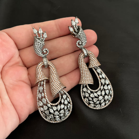 Dual tone Cz Earrings