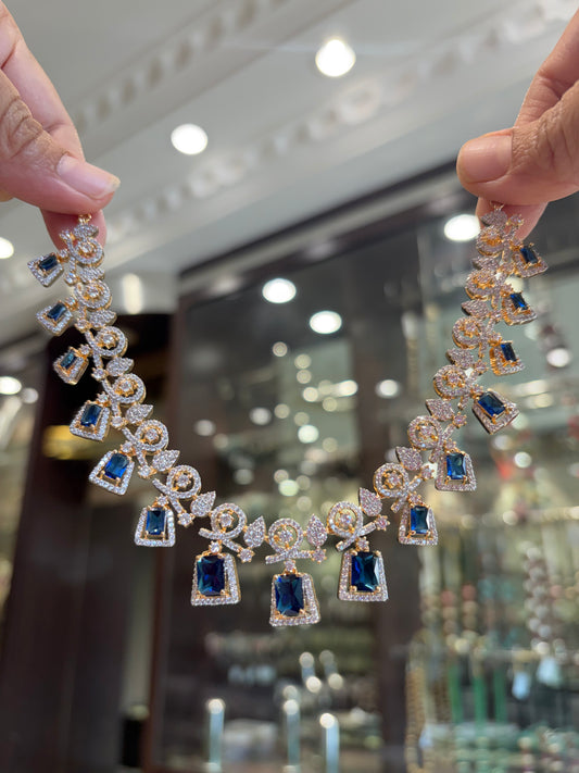Sapphire coloured AD necklace
