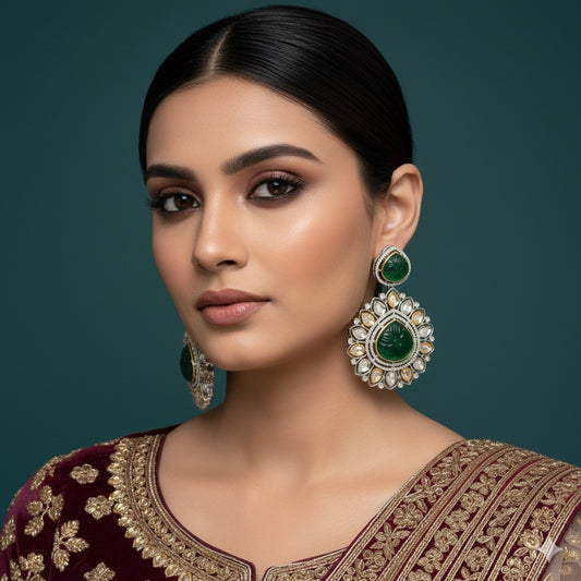 Carving stone earrings