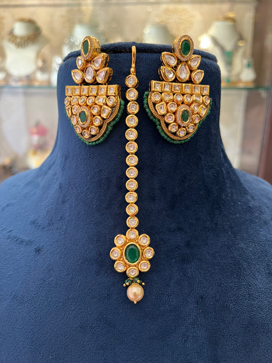Polki Emerald Set