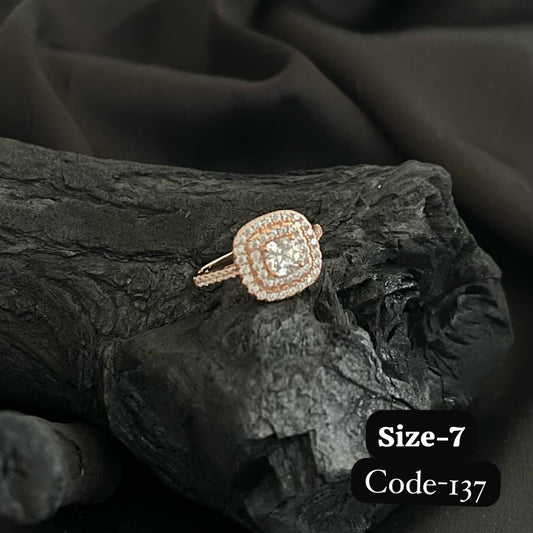 925 Silver, Plating Rose Gold, CZ Ring