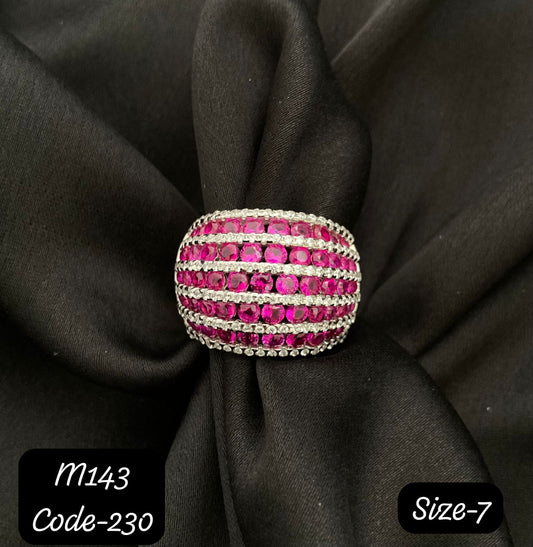 925 Silver, Plating White Rhodium, CZ Ruby Ring